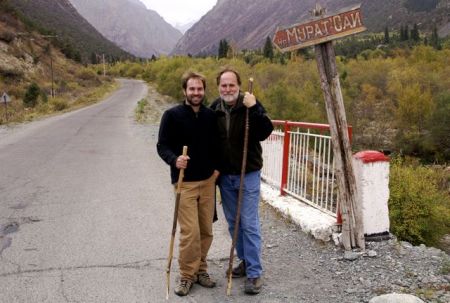 Son Rob and me in Kyrgyzstan, 2008