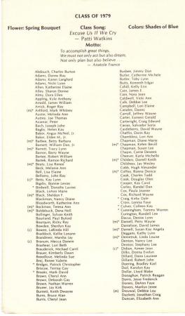 Class of 1979 Commencement Program