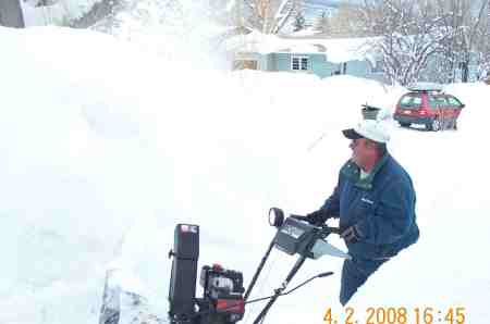 Mr.Jones fighting the snow