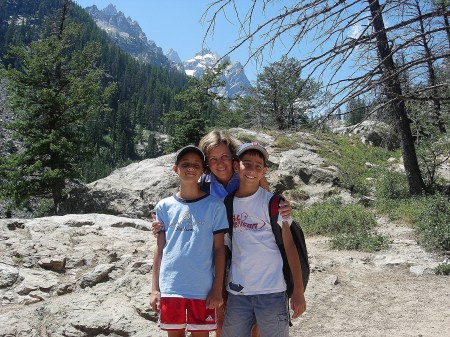 Sue and our Kids hiking Grand Teton 2008