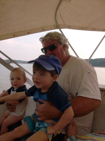 PaPaw and the boys on Papaw's boat...