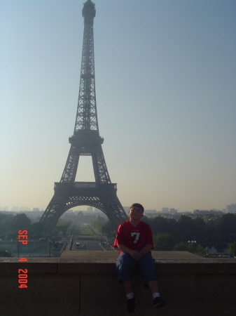 Matt taking it easy in front of Eiffel Tower