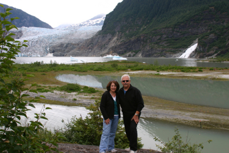 Cheyanne & I standing at Mendenhall Glacier