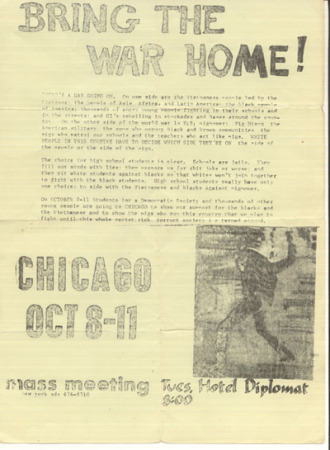 SDS war protest flyer