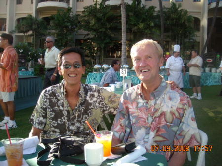 Will and Robert at Hilton Luau, Honolulu 2008
