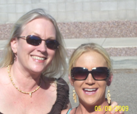 Sister and I, May 09, guess I need a tan too!