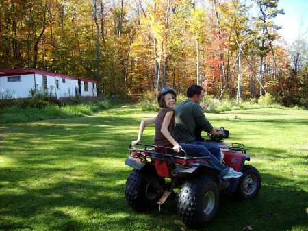 the four wheeler,our back yard