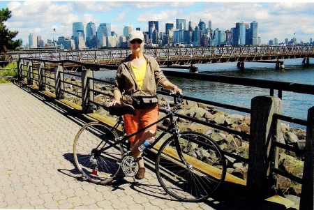 Linda biking in Liberty Park