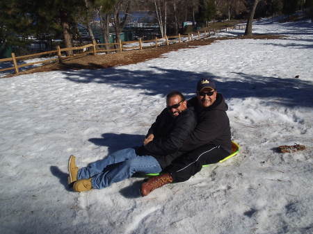 Jess and paul sledding