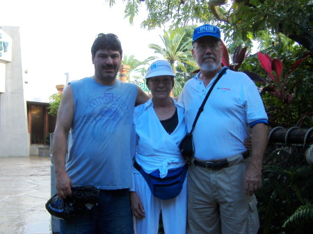 Kevin, (Our son), and Joan and I at Sea World