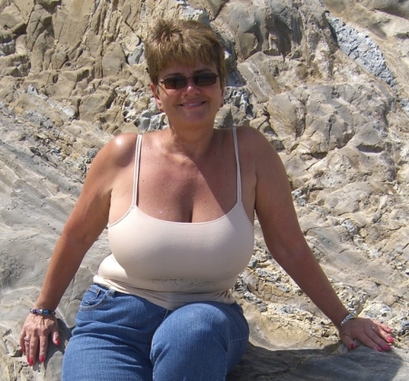 Sherry on Malibu beach during a visit