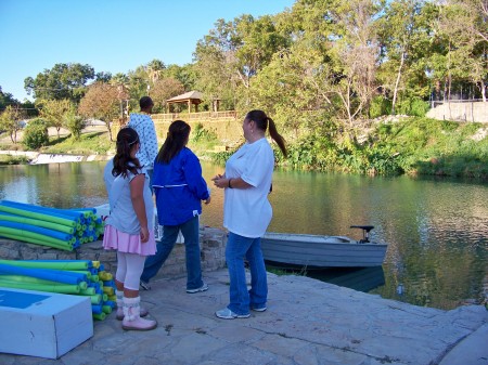 Setting up the water path for the racing ducks