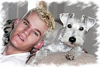 Son Ty along with our Schnauzer-Goose