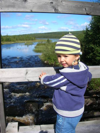 My son at our summer house in Northern Sweden
