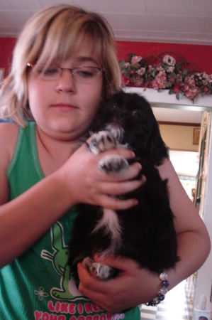 Natialie & one of the puppies they are saling
