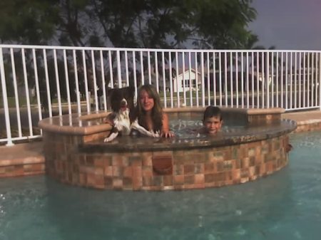 Jill, Joey and Coco swimming