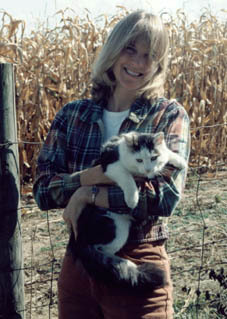 My wife Lisa with a cat