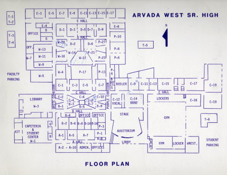 Map of old A-West from back of A-West folder