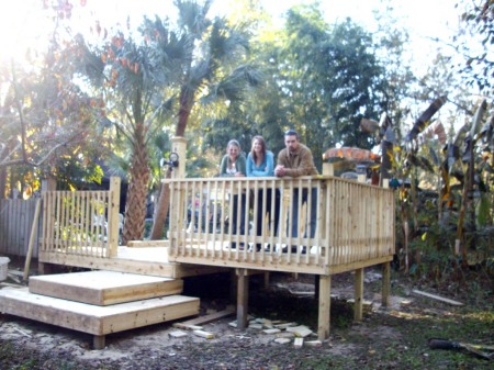 back deck stairs & kids 1