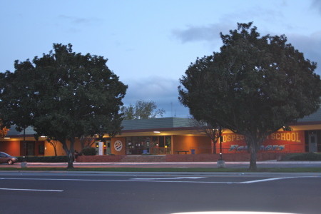 Evening photo of the forty   year old school