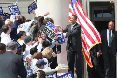 Nicole & Pete shaking Barack Obama hand PSU