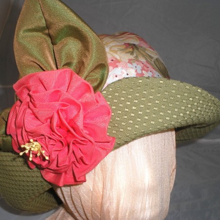 cloche green brim hat