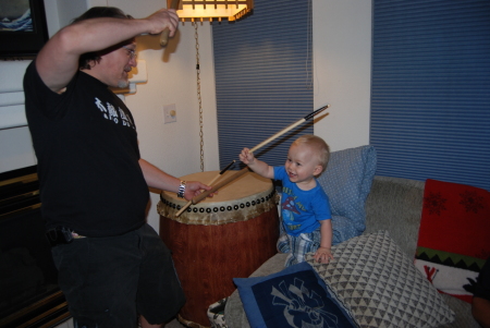 Daddy and Boy playing some Taiko Drum