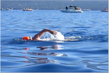 Swimming second leg of Lake Tahoe Relay