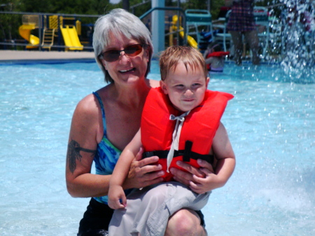 swimming with grandson...too fun....