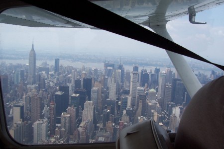 Flying over NYC