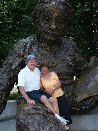 Randy and wife Nancy sitting on Albert's lap