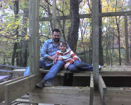 With my son in the treehouse I am building