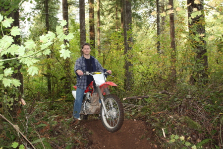 On my CRF230 in my back yard.