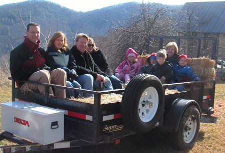 Our kids and grandkids on hayride