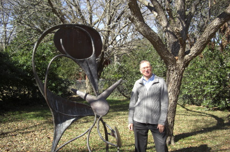 Gordon & Dad's sculpture, feeding bird 2008