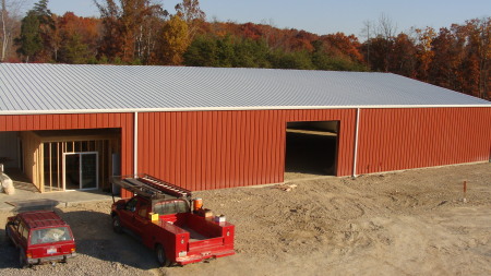 new barn under construction - 2008