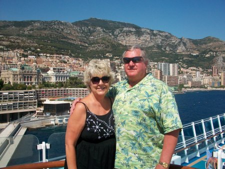 On deck of Ruby Princess in bay at Monte Carlo