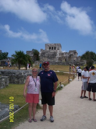 Byron and I at Tulum ruins in Mexico