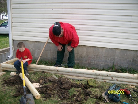 Jason and Grandpa working hard