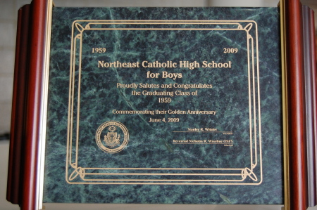 Plaque congratulating Class of '59