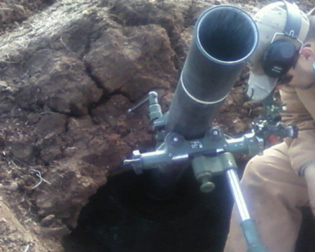 Recoil dug-in 120mm mortar