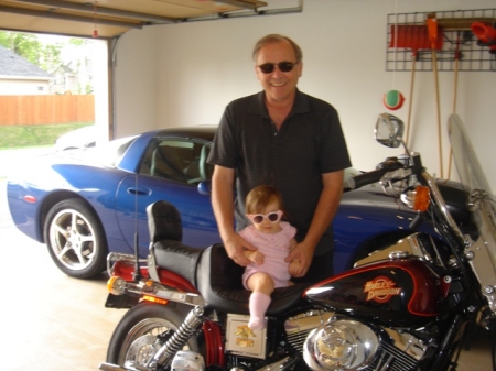 Grampa (Tom) w/Taylor on the Harley, 2007