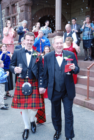 Amidst the bubbles leaving the wedding