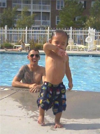 Wes and Kai at the pool