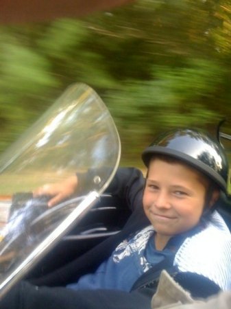 Alex in the side car
