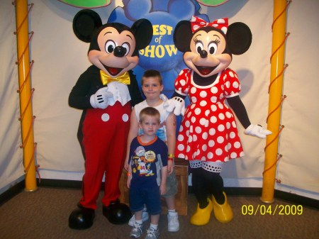 The boys with Mickey and Minnie