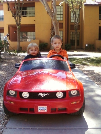 my grandson Joshua in his Mustang!