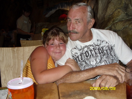 Veronica & Grandpa at T-Rex /Disney July 2009