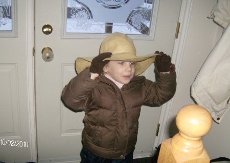 Miss Emmaleigh dressing up hat day for school