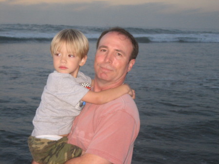 My son Luke and I at the beach